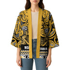Aotearoa Iwi Ngāti Tama ki Te Waipounamu Trust Kimono Maori Wharenui House Tribal Pattern