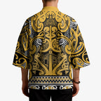 Aotearoa Iwi Ngāti Tama ki Te Waipounamu Trust Kimono Maori Wharenui House Tribal Pattern