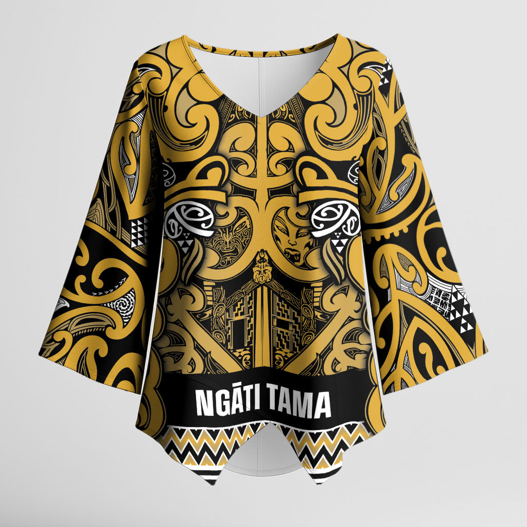 Aotearoa Iwi Ngāti Tama ki Te Waipounamu Trust Kimono Sleeve Blouse Maori Wharenui House Tribal Pattern