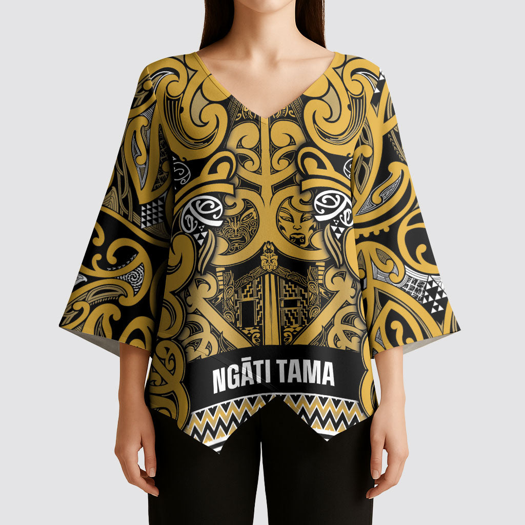 Aotearoa Iwi Ngāti Tama ki Te Waipounamu Trust Kimono Sleeve Blouse Maori Wharenui House Tribal Pattern
