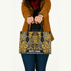 Aotearoa Iwi Ngāti Tama ki Te Waipounamu Trust Leather Bag Maori Wharenui House Tribal Pattern