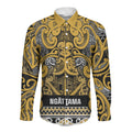 Aotearoa Iwi Ngāti Tama ki Te Waipounamu Trust Long Sleeve Button Shirt Maori Wharenui House Tribal Pattern