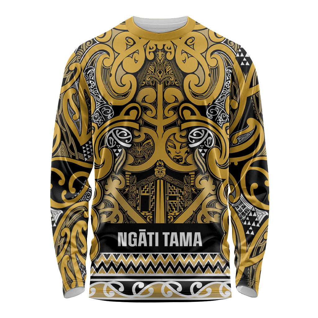Aotearoa Iwi Ngāti Tama ki Te Waipounamu Trust Long Sleeve Shirt Maori Wharenui House Tribal Pattern