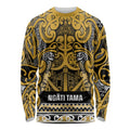 Aotearoa Iwi Ngāti Tama ki Te Waipounamu Trust Long Sleeve Shirt Maori Wharenui House Tribal Pattern