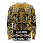 Aotearoa Iwi Ngāti Tama ki Te Waipounamu Trust Long Sleeve Shirt Maori Wharenui House Tribal Pattern