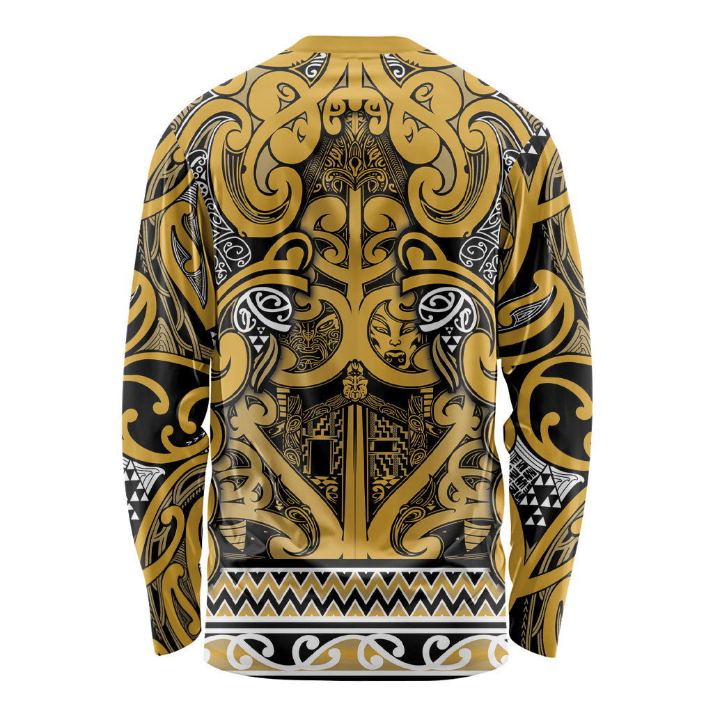 Aotearoa Iwi Ngāti Tama ki Te Waipounamu Trust Long Sleeve Shirt Maori Wharenui House Tribal Pattern