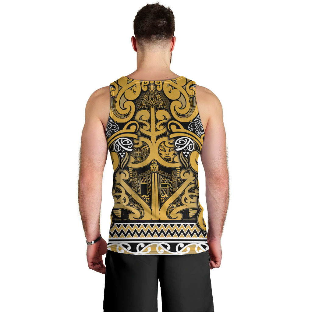 Aotearoa Iwi Ngāti Tama ki Te Waipounamu Trust Men Tank Top Maori Wharenui House Tribal Pattern