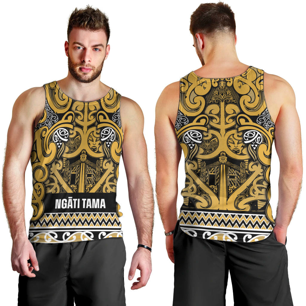 Aotearoa Iwi Ngāti Tama ki Te Waipounamu Trust Men Tank Top Maori Wharenui House Tribal Pattern