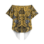 Aotearoa Iwi Ngāti Tama ki Te Waipounamu Trust Off Shoulder Wrap Waist Top Maori Wharenui House Tribal Pattern