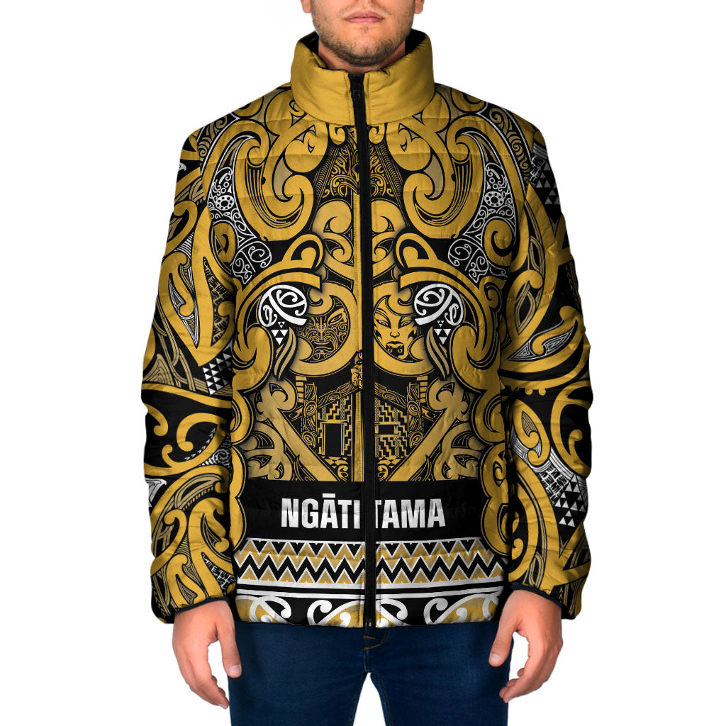 Aotearoa Iwi Ngāti Tama ki Te Waipounamu Trust Padded Jacket Maori Wharenui House Tribal Pattern