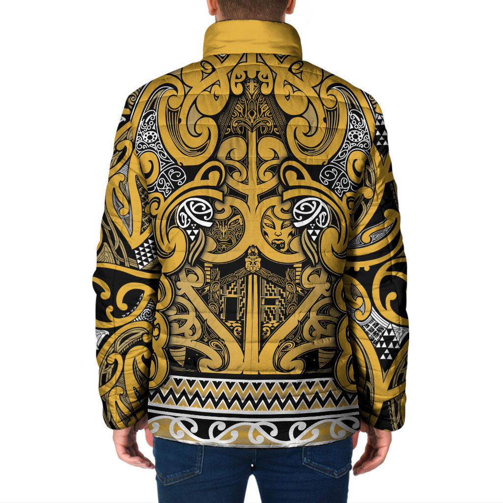 Aotearoa Iwi Ngāti Tama ki Te Waipounamu Trust Padded Jacket Maori Wharenui House Tribal Pattern