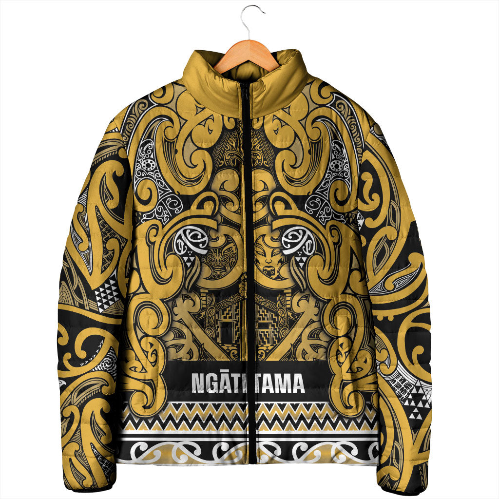 Aotearoa Iwi Ngāti Tama ki Te Waipounamu Trust Padded Jacket Maori Wharenui House Tribal Pattern