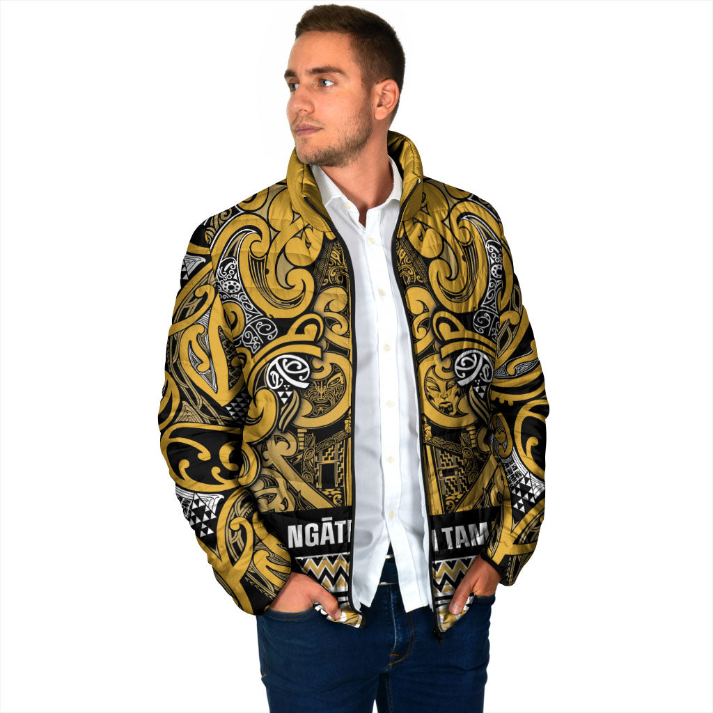 Aotearoa Iwi Ngāti Tama ki Te Waipounamu Trust Padded Jacket Maori Wharenui House Tribal Pattern