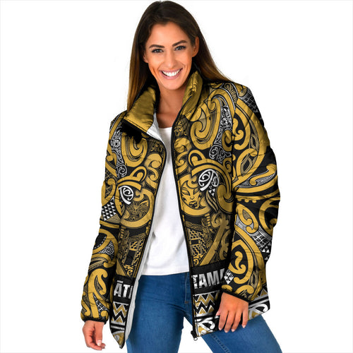 Aotearoa Iwi Ngāti Tama ki Te Waipounamu Trust Padded Jacket Maori Wharenui House Tribal Pattern