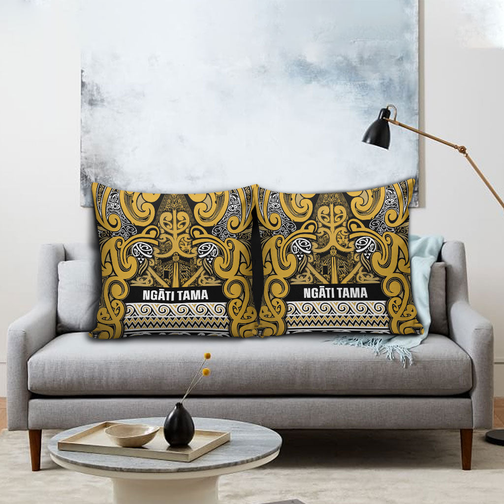 Aotearoa Iwi Ngāti Tama ki Te Waipounamu Trust Pillow Cover Maori Wharenui House Tribal Pattern