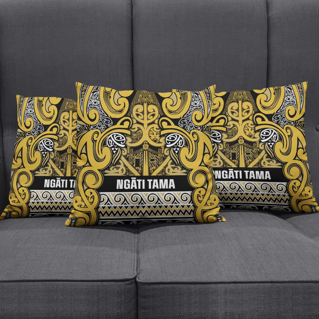 Aotearoa Iwi Ngāti Tama ki Te Waipounamu Trust Pillow Cover Maori Wharenui House Tribal Pattern