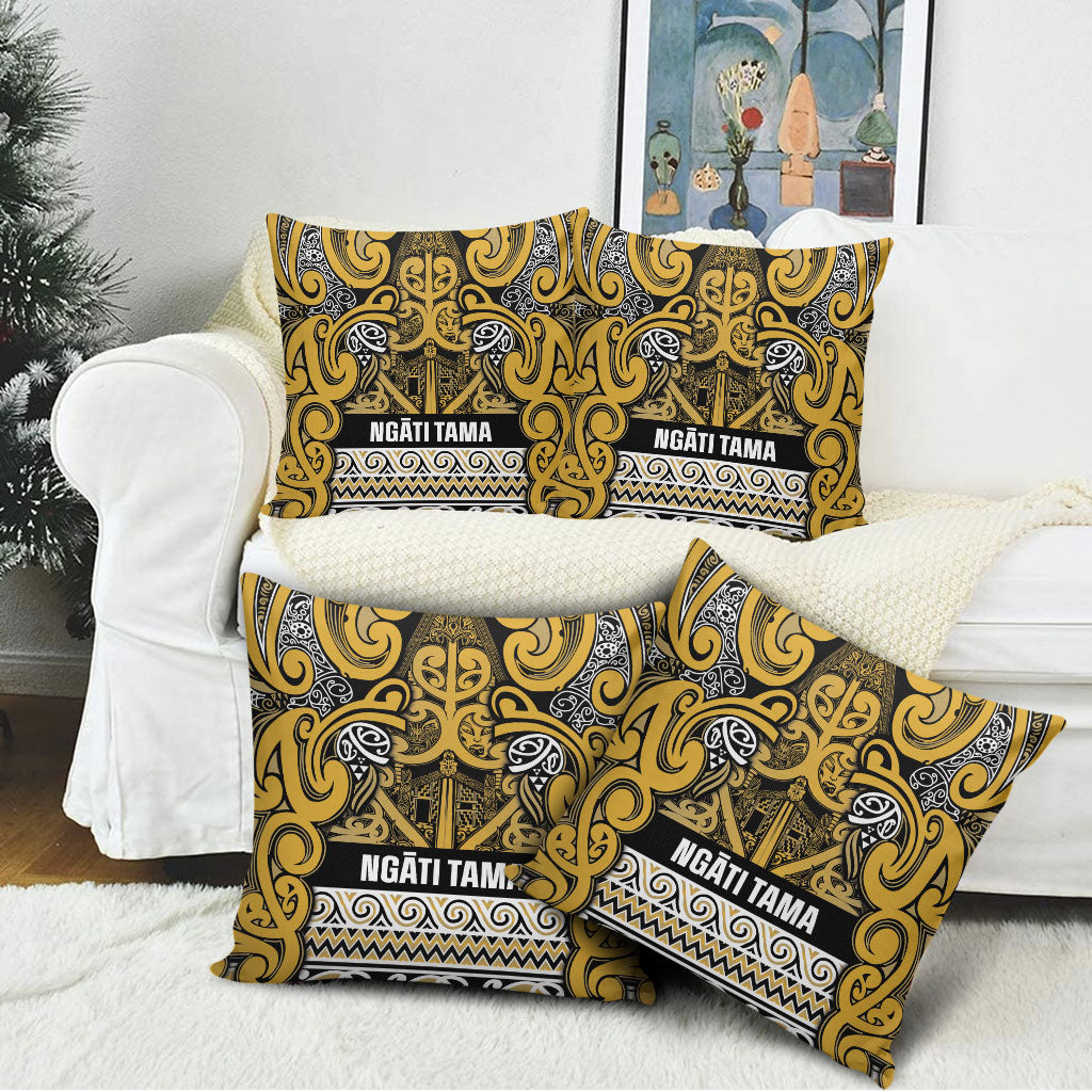 Aotearoa Iwi Ngāti Tama ki Te Waipounamu Trust Pillow Cover Maori Wharenui House Tribal Pattern