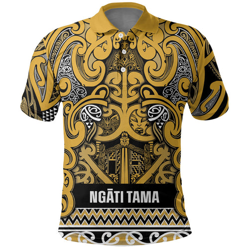 Aotearoa Iwi Ngāti Tama ki Te Waipounamu Trust Polo Shirt Maori Wharenui House Tribal Pattern