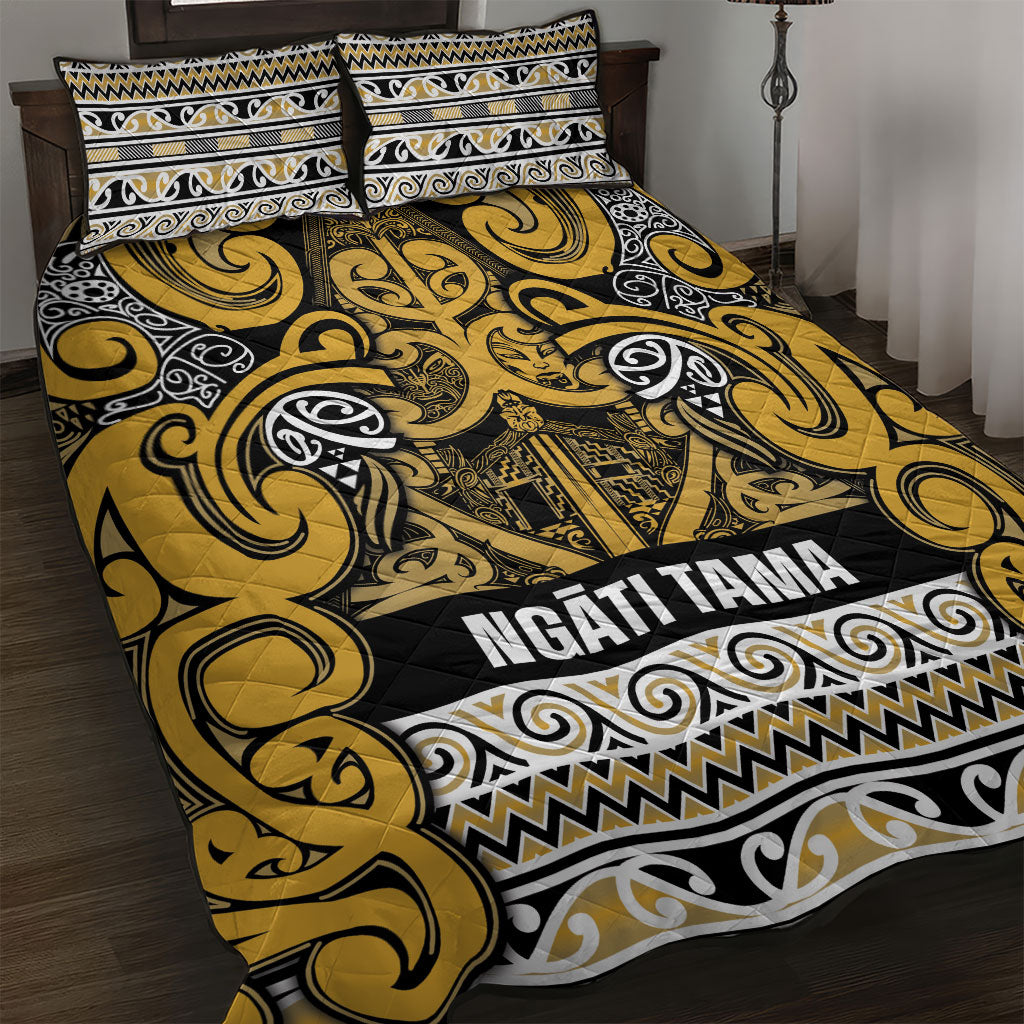 Aotearoa Iwi Ngāti Tama ki Te Waipounamu Trust Quilt Bed Set Maori Wharenui House Tribal Pattern