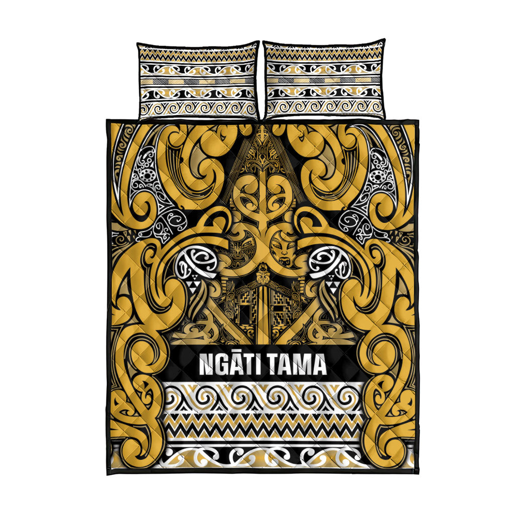Aotearoa Iwi Ngāti Tama ki Te Waipounamu Trust Quilt Bed Set Maori Wharenui House Tribal Pattern