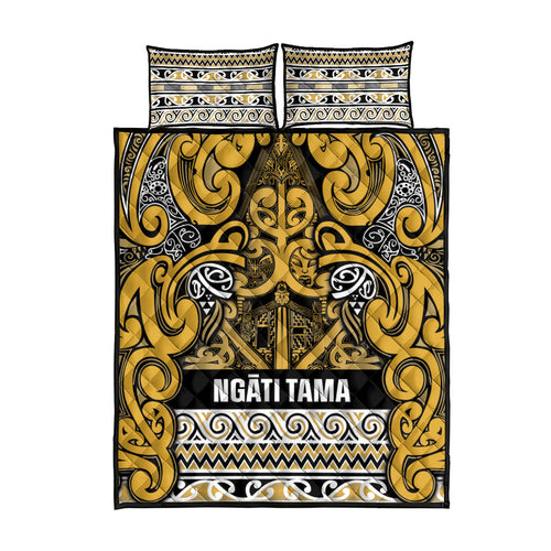 Aotearoa Iwi Ngāti Tama ki Te Waipounamu Trust Quilt Bed Set Maori Wharenui House Tribal Pattern