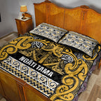 Aotearoa Iwi Ngāti Tama ki Te Waipounamu Trust Quilt Bed Set Maori Wharenui House Tribal Pattern