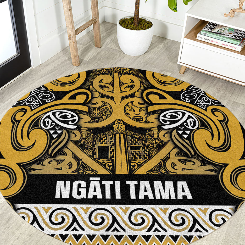 Aotearoa Iwi Ngāti Tama ki Te Waipounamu Trust Round Carpet Maori Wharenui House Tribal Pattern