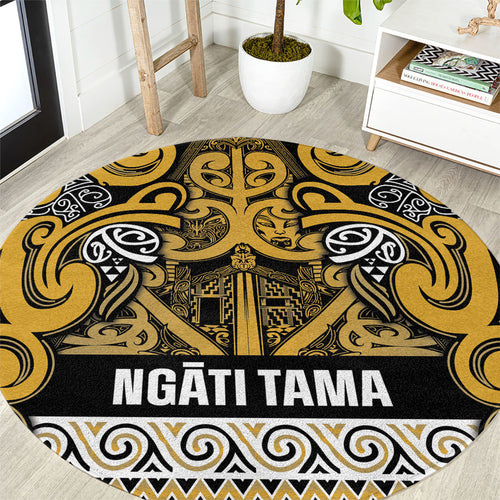Aotearoa Iwi Ngāti Tama ki Te Waipounamu Trust Round Carpet Maori Wharenui House Tribal Pattern