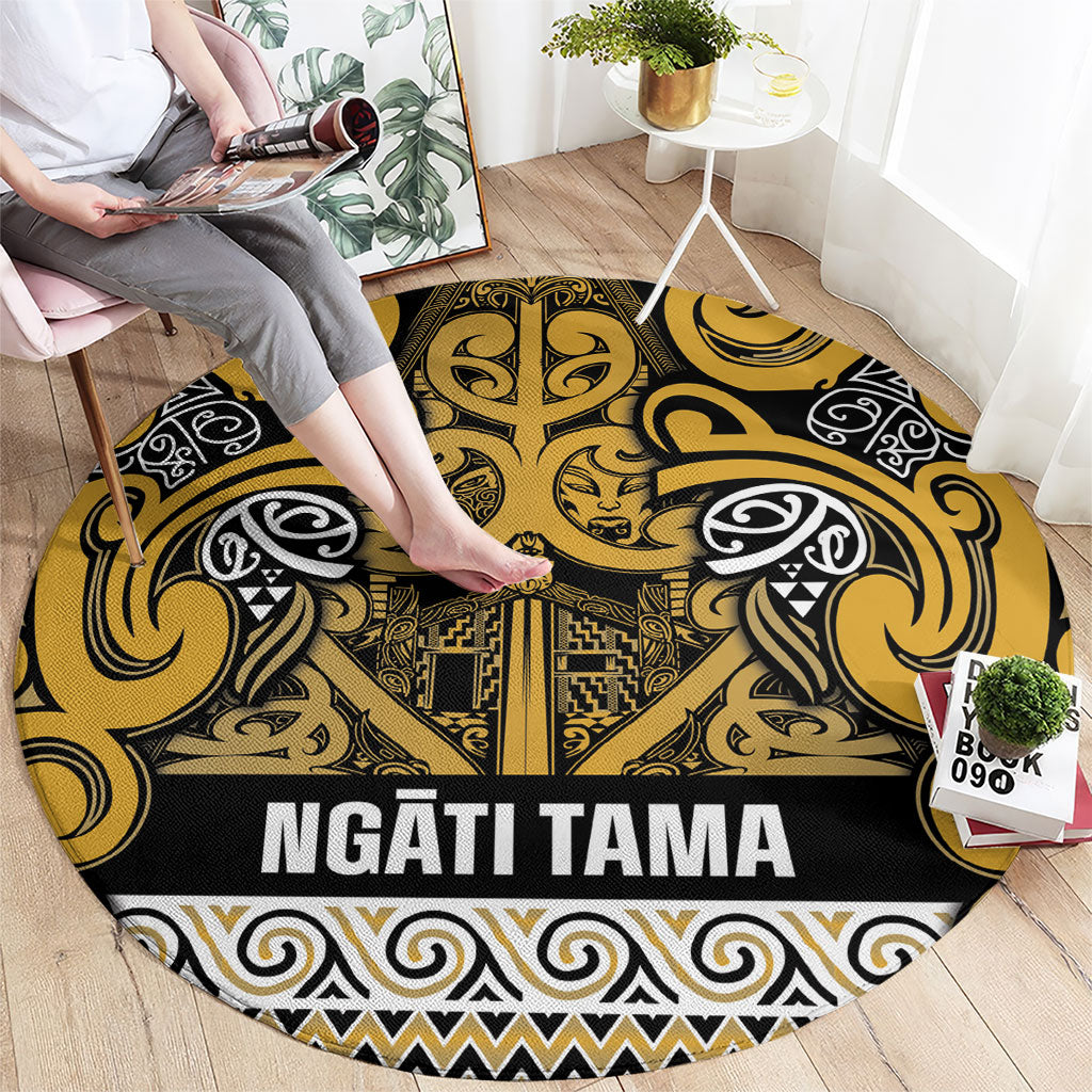 Aotearoa Iwi Ngāti Tama ki Te Waipounamu Trust Round Carpet Maori Wharenui House Tribal Pattern