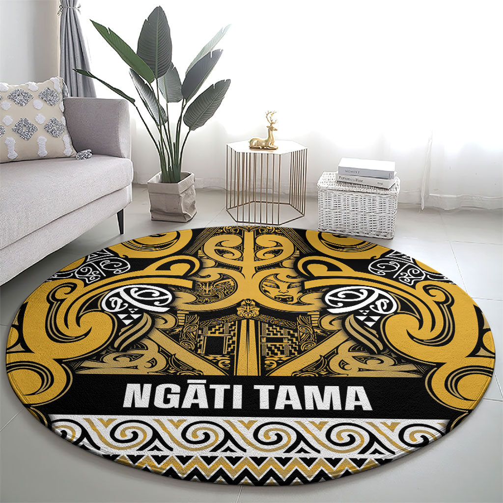 Aotearoa Iwi Ngāti Tama ki Te Waipounamu Trust Round Carpet Maori Wharenui House Tribal Pattern