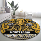 Aotearoa Iwi Ngāti Tama ki Te Waipounamu Trust Round Carpet Maori Wharenui House Tribal Pattern