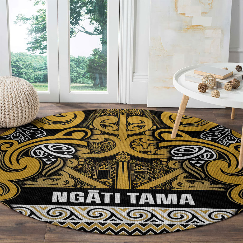Aotearoa Iwi Ngāti Tama ki Te Waipounamu Trust Round Carpet Maori Wharenui House Tribal Pattern