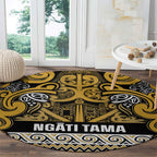 Aotearoa Iwi Ngāti Tama ki Te Waipounamu Trust Round Carpet Maori Wharenui House Tribal Pattern