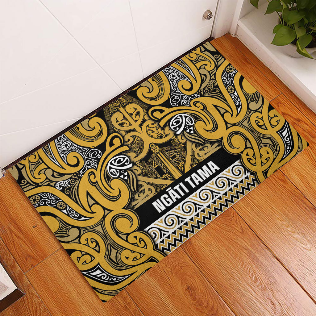 Aotearoa Iwi Ngāti Tama ki Te Waipounamu Trust Rubber Doormat Maori Wharenui House Tribal Pattern