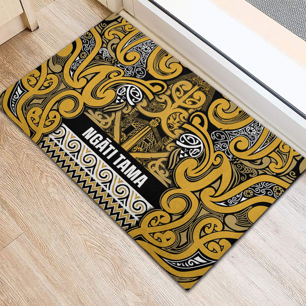 Aotearoa Iwi Ngāti Tama ki Te Waipounamu Trust Rubber Doormat Maori Wharenui House Tribal Pattern