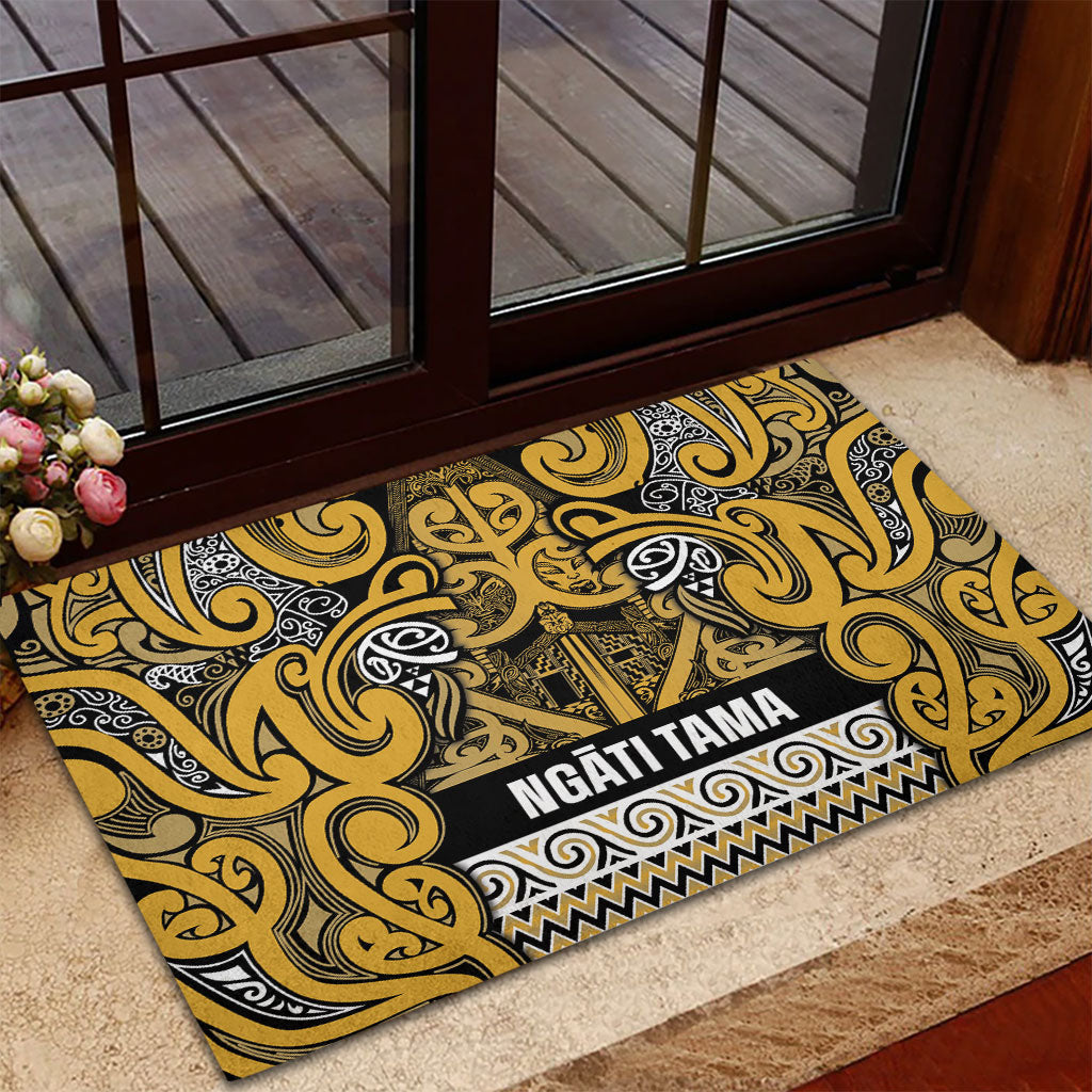 Aotearoa Iwi Ngāti Tama ki Te Waipounamu Trust Rubber Doormat Maori Wharenui House Tribal Pattern