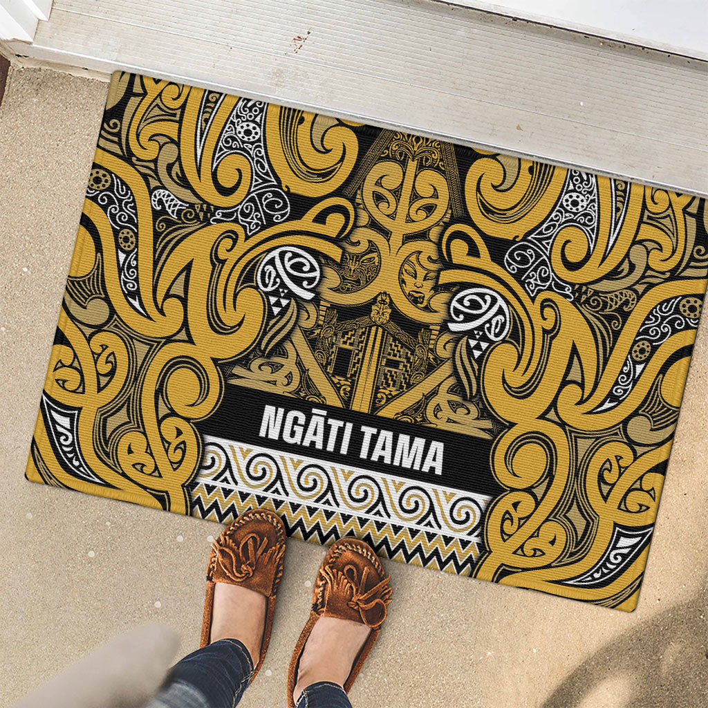 Aotearoa Iwi Ngāti Tama ki Te Waipounamu Trust Rubber Doormat Maori Wharenui House Tribal Pattern