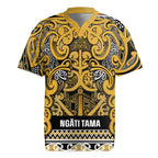 Aotearoa Iwi Ngāti Tama ki Te Waipounamu Trust Rugby Jersey Maori Wharenui House Tribal Pattern