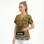 Aotearoa Iwi Ngāti Tama ki Te Waipounamu Trust Scrub Top Maori Wharenui House Tribal Pattern