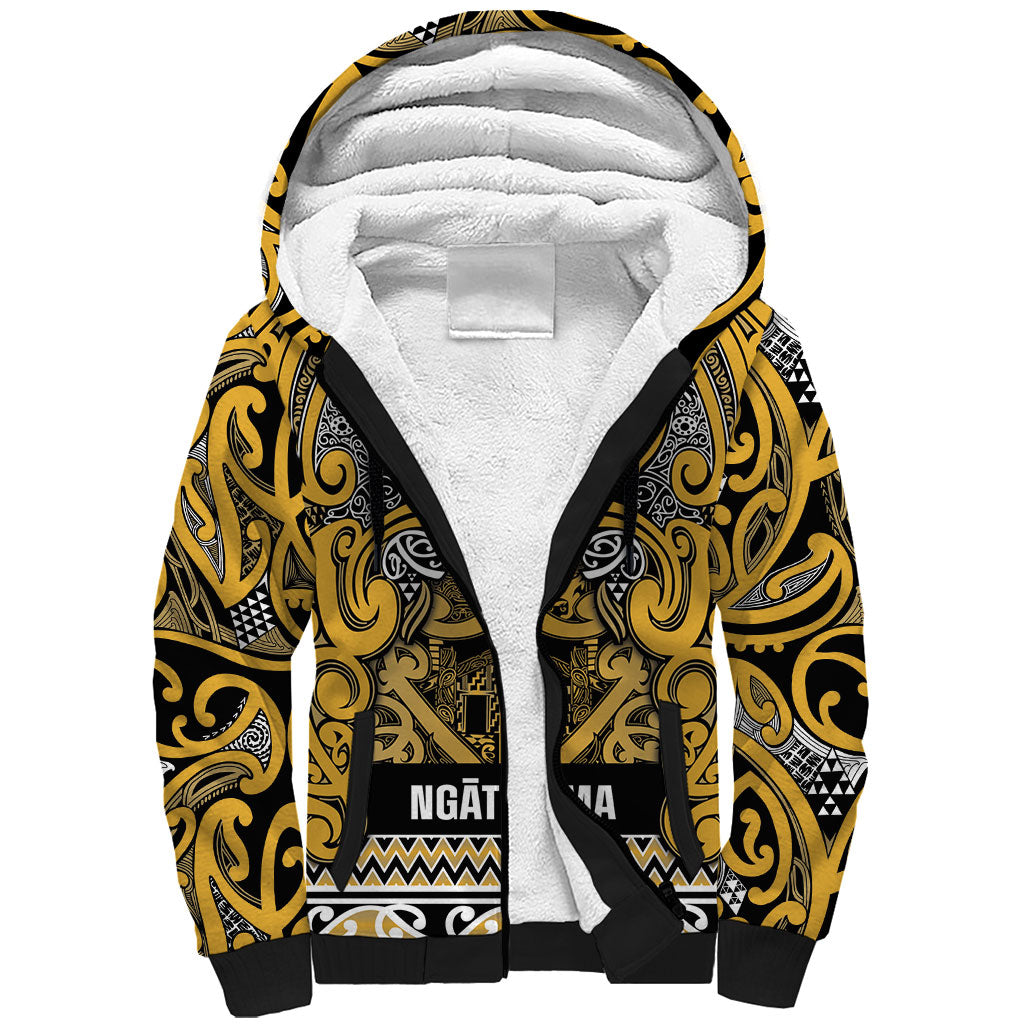 Aotearoa Iwi Ngāti Tama ki Te Waipounamu Trust Sherpa Hoodie Maori Wharenui House Tribal Pattern