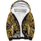 Aotearoa Iwi Ngāti Tama ki Te Waipounamu Trust Sherpa Hoodie Maori Wharenui House Tribal Pattern