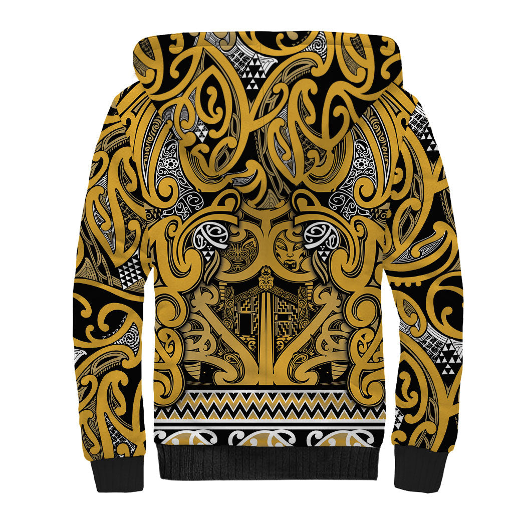Aotearoa Iwi Ngāti Tama ki Te Waipounamu Trust Sherpa Hoodie Maori Wharenui House Tribal Pattern
