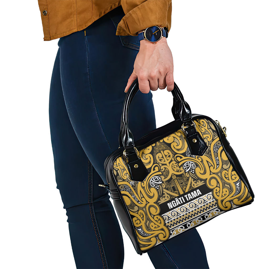 Aotearoa Iwi Ngāti Tama ki Te Waipounamu Trust Shoulder Handbag Maori Wharenui House Tribal Pattern