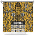 Aotearoa Iwi Ngāti Tama ki Te Waipounamu Trust Shower Curtain Maori Wharenui House Tribal Pattern
