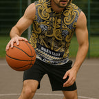 Aotearoa Iwi Ngāti Tama ki Te Waipounamu Trust Sleeveless Hoodie Maori Wharenui House Tribal Pattern