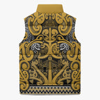 Aotearoa Iwi Ngāti Tama ki Te Waipounamu Trust Sleeveless Puffer Jacket Maori Wharenui House Tribal Pattern