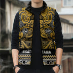 Aotearoa Iwi Ngāti Tama ki Te Waipounamu Trust Sleeveless Puffer Jacket Maori Wharenui House Tribal Pattern
