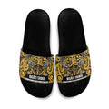 Aotearoa Iwi Ngāti Tama ki Te Waipounamu Trust Slide Sandals Maori Wharenui House Tribal Pattern