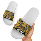 Aotearoa Iwi Ngāti Tama ki Te Waipounamu Trust Slide Sandals Maori Wharenui House Tribal Pattern