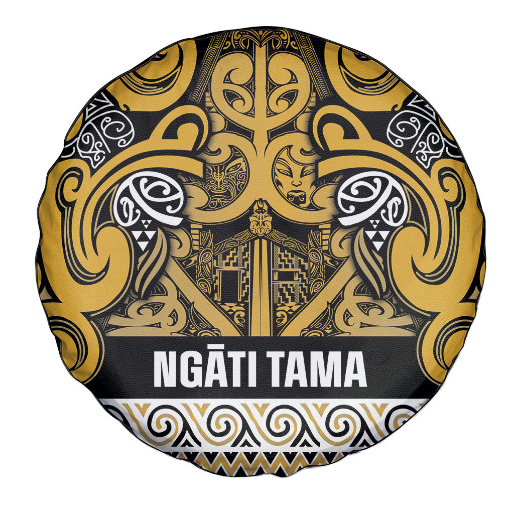 Aotearoa Iwi Ngāti Tama ki Te Waipounamu Trust Spare Tire Cover Maori Wharenui House Tribal Pattern